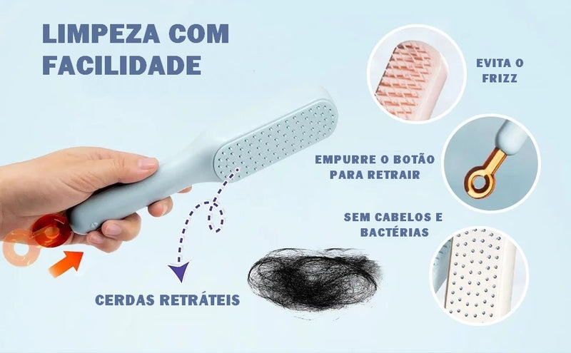 Escova de Cabelo Autolimpante